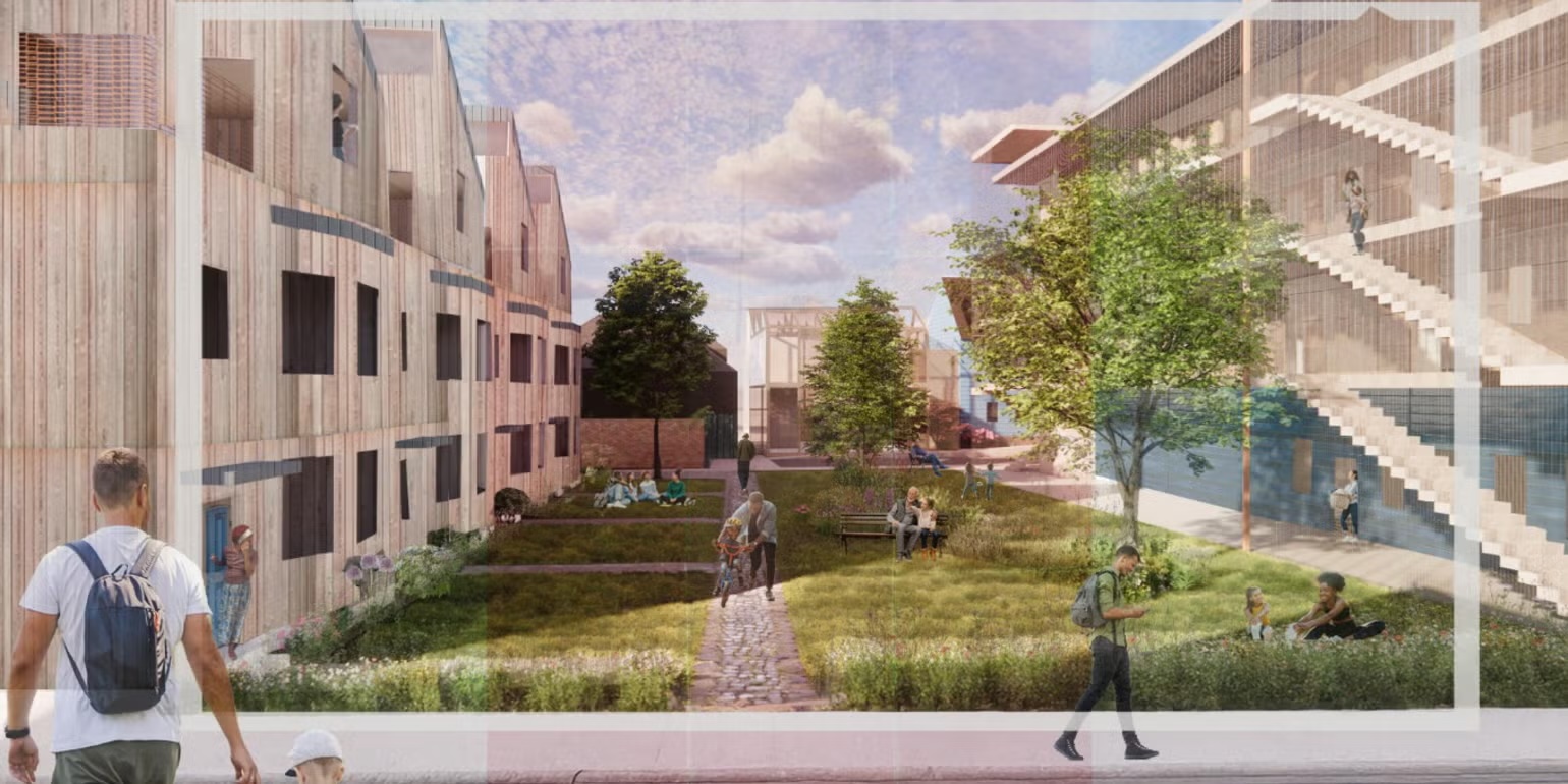 rendering of an urban housing development